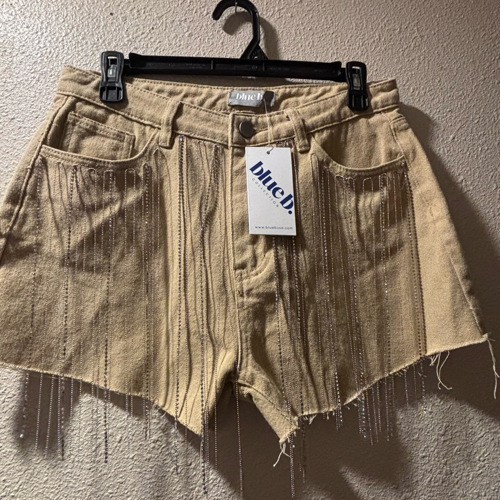 Bluebell Collection Tan Jean Shorts Distressed High-Waisted